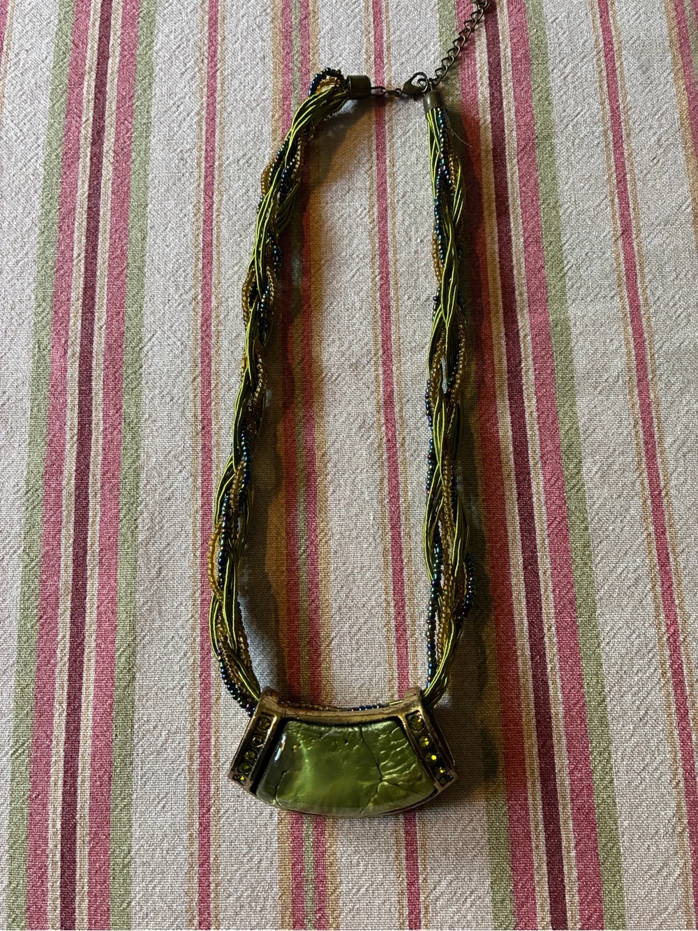 Bohemian Style Green Multi-Strand Statement Necklace